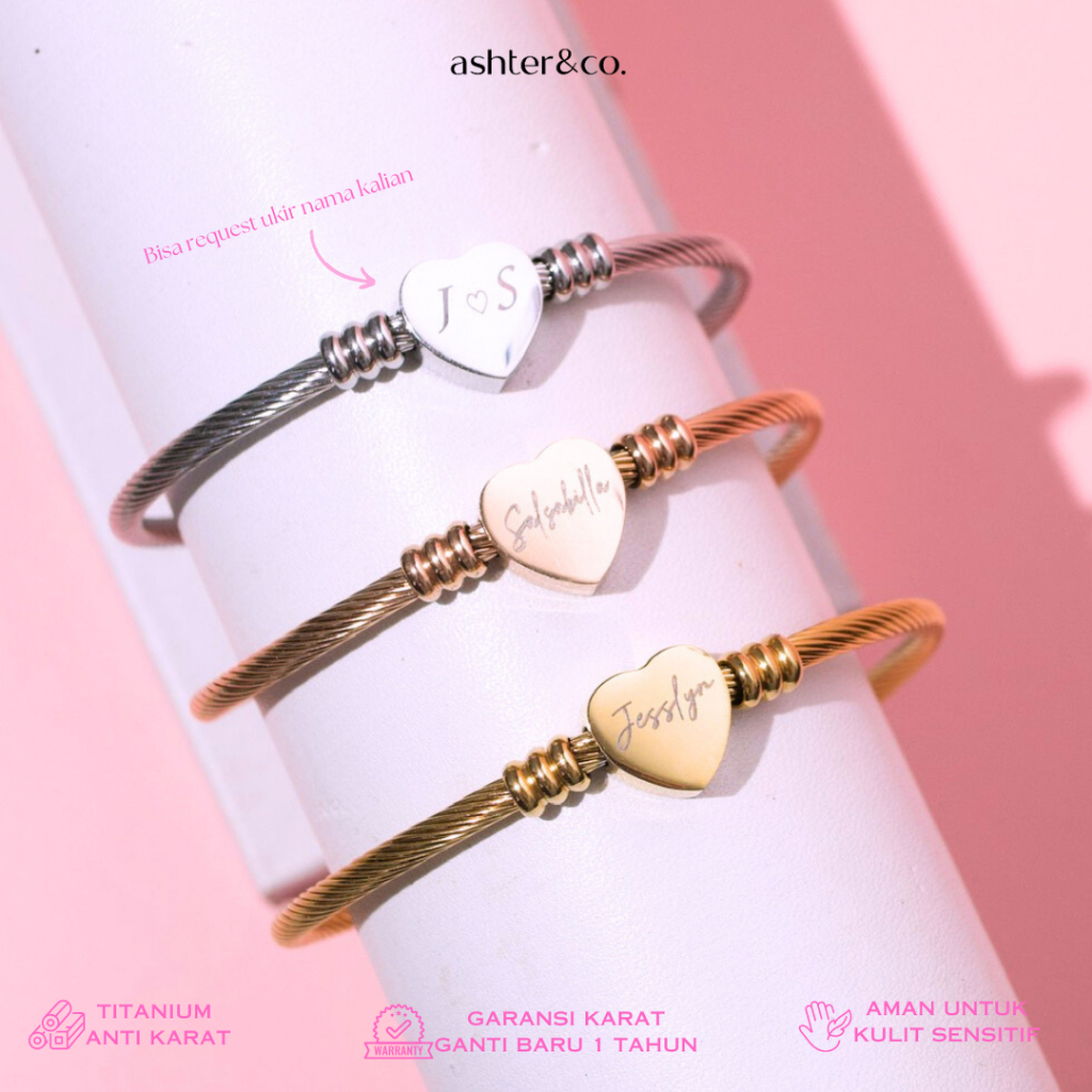 Ashter&Co - Engraveable Kaitlyn Bangle - Bangle  Custom Ukir Nama Titanium