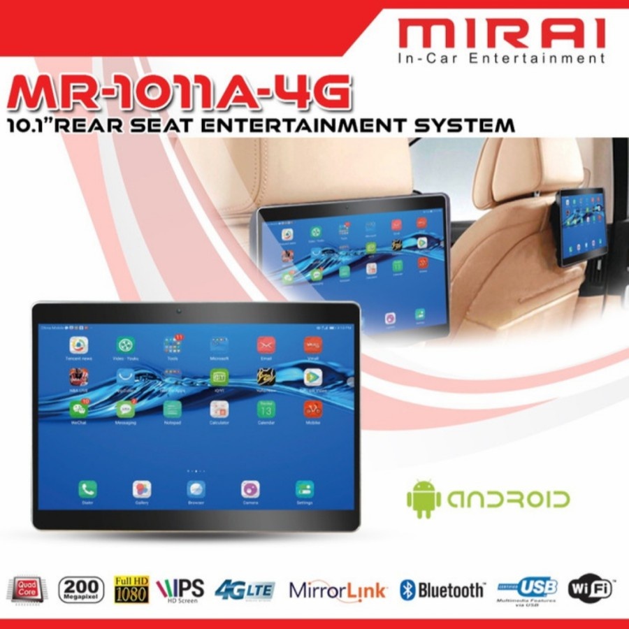 Headrest Monitor 10.1 Inch Mirai MR-1011A-4G / Headrest Monitor Mirai sepasang