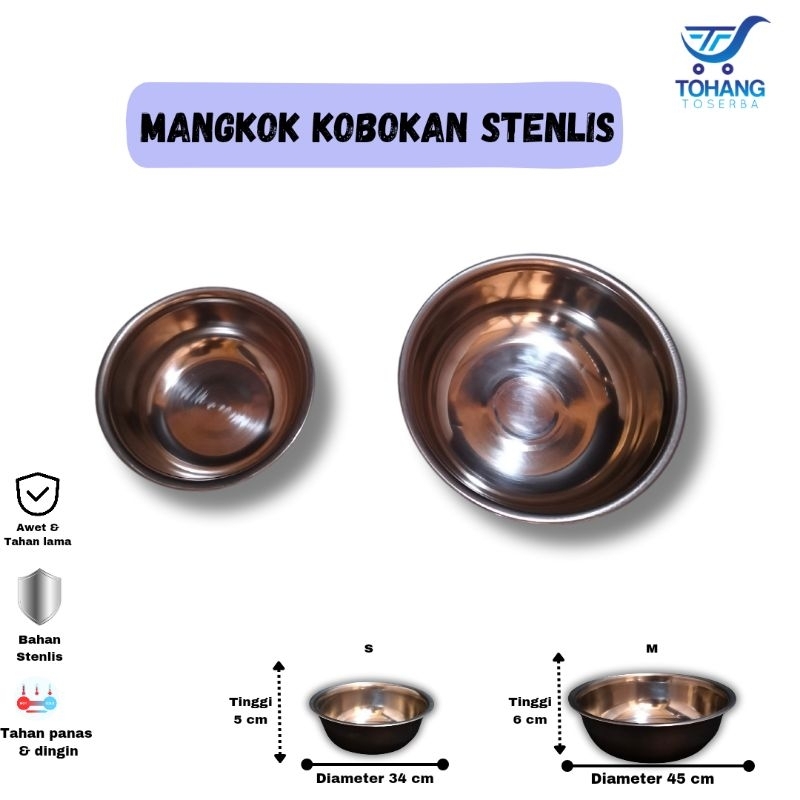 Mangkok kobokan stenlis, baskom kecil stenlis serbaguna