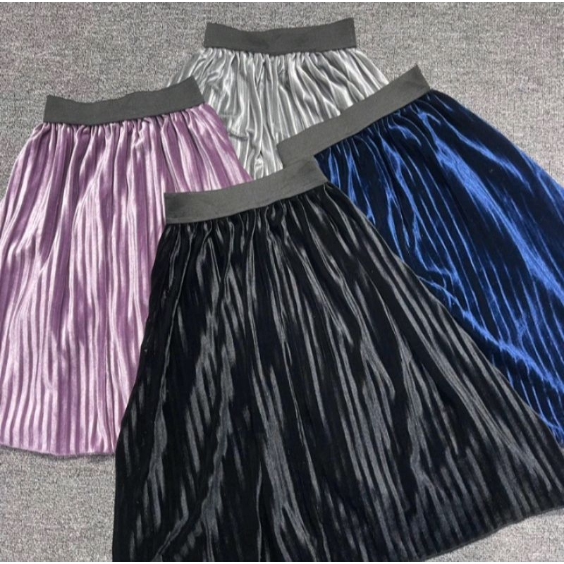 Rok plisket Bludru anak/Rok mayung anak bludru velvet