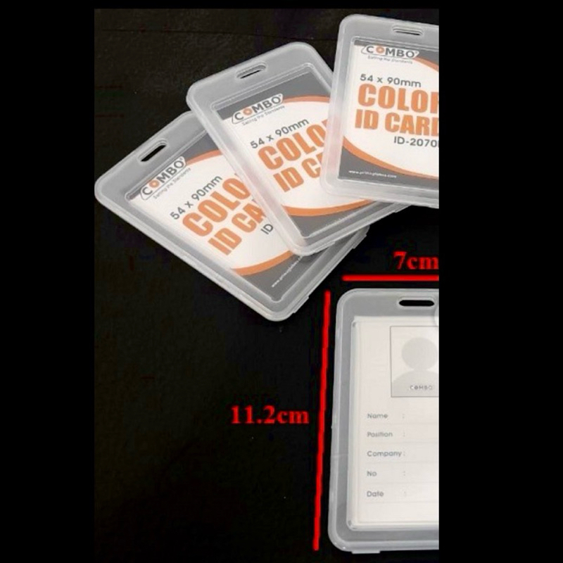 

Tempat Kartu / ID card case 2 sisi / Name Tag Transparant ( 1 set : casing + gantungan ID )