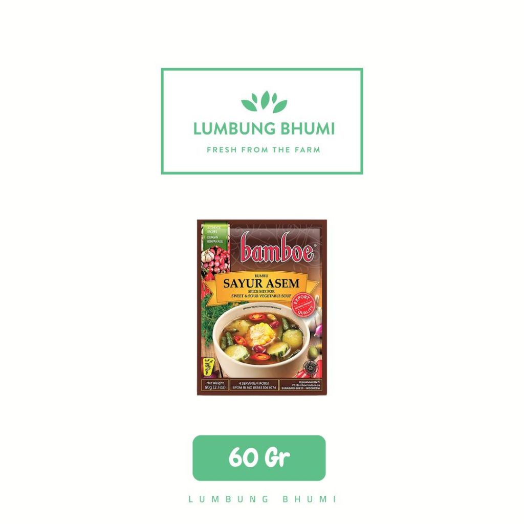 

BAMBOE Bumbu Sayur Asem 60 Gr Ecer 1 Pcs - Lumbung Bhumi