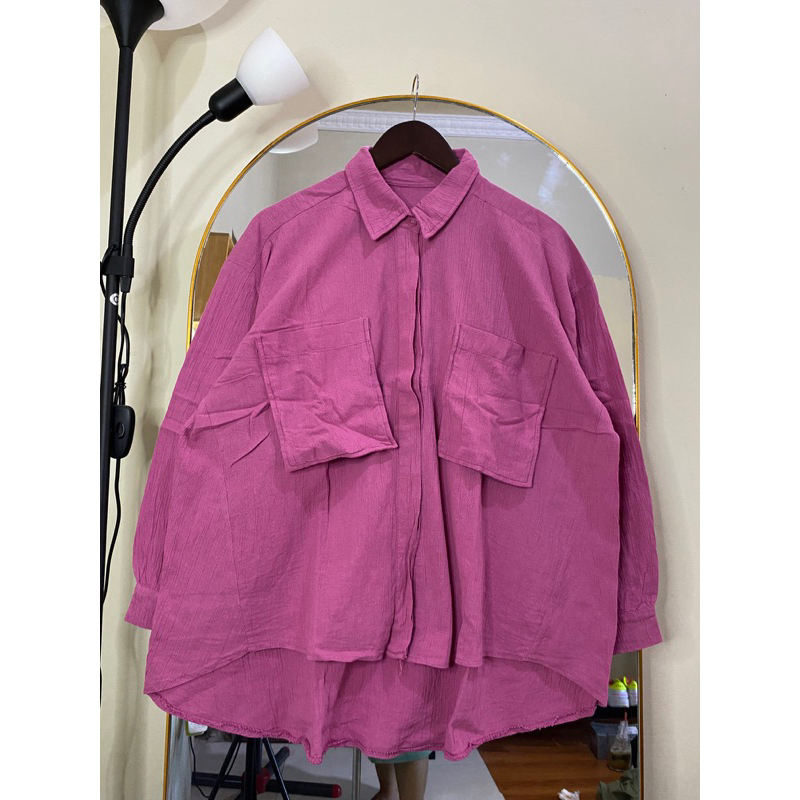 Preloved Blouse fucia jumbo wanita