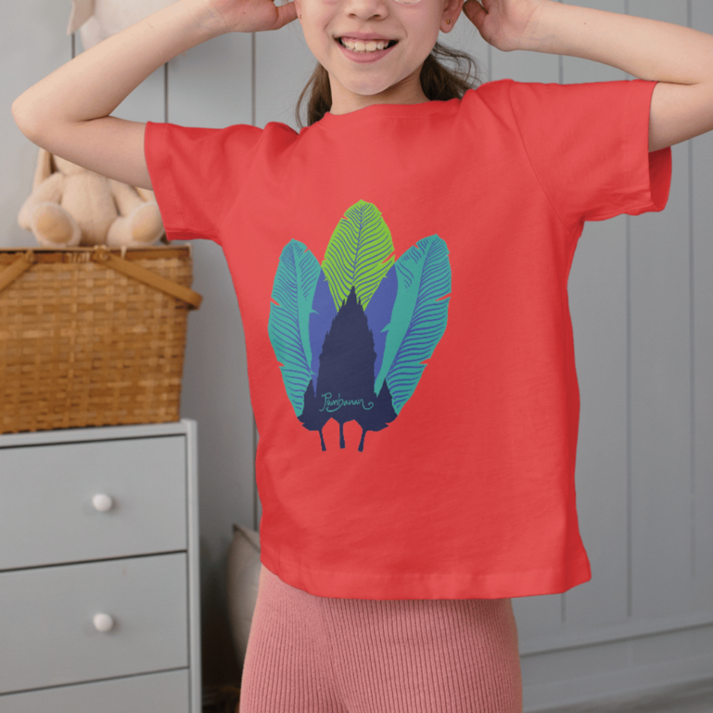 KAOS ANAK Omah Oblong Jogja Seri Jogja T-Shirt 'PRAMBANAN DAUN' Kaos Anak Pria Kaos Anak Wanita Soft