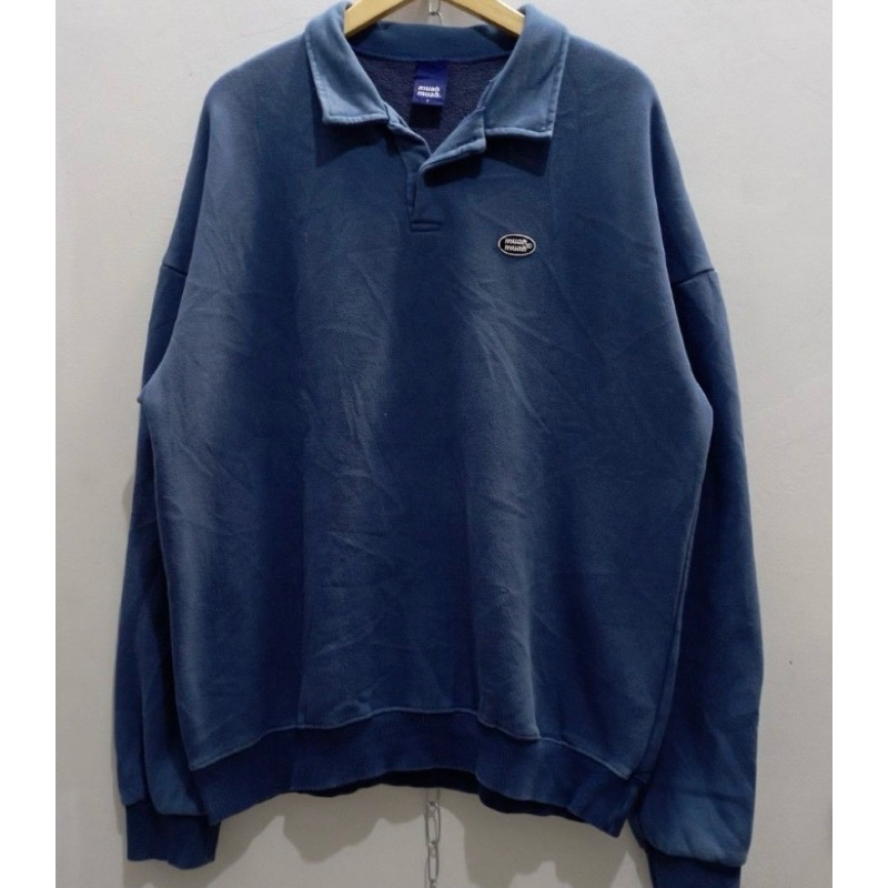 Muahmuah sweater sweatshirt crewneck kancing cn navy center