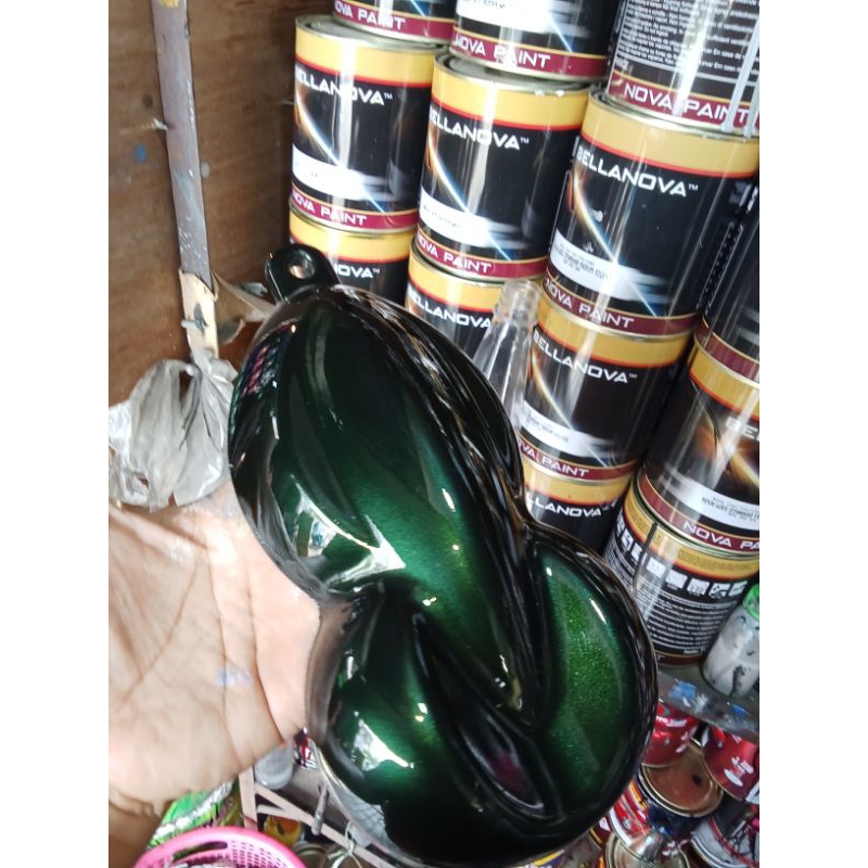 Cat warna hijau tua metalik Pu / Cat custom warna dark green pearl/ Cat motor,mobil warna hijau lumu