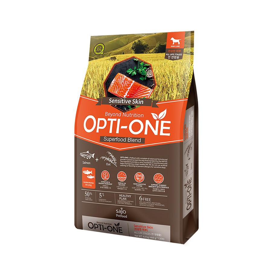 Opti-One Organic Dog Salmon & Oat Dog Food Makanan Hewan