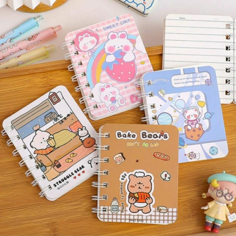 

Note Book Ring Karakter Buku Memo Kecil A7 Spiral Isi 80 Lembar Notebook Mini