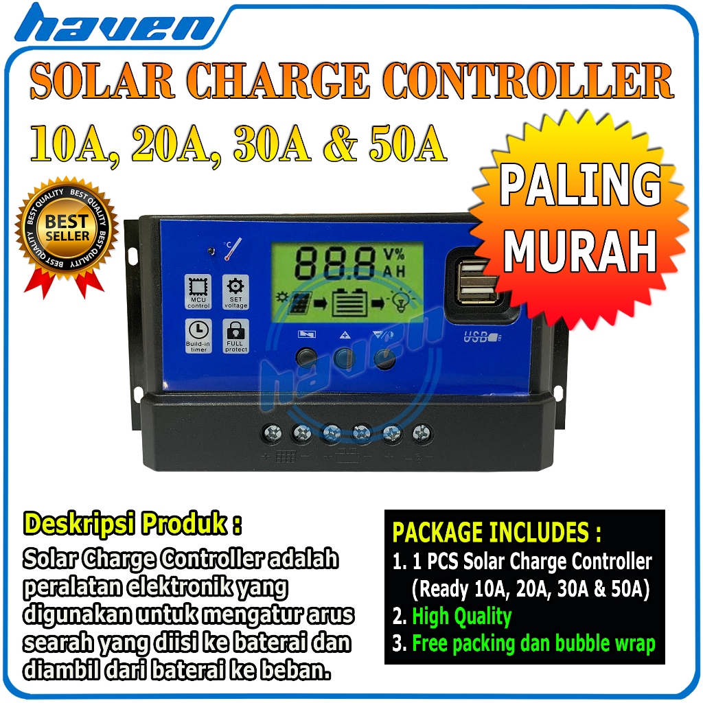Solar Charge Controller LCD LED Display Solar Cell PWM 12V 10A 20A 30A 50A USB Panel Surya Charge Pe
