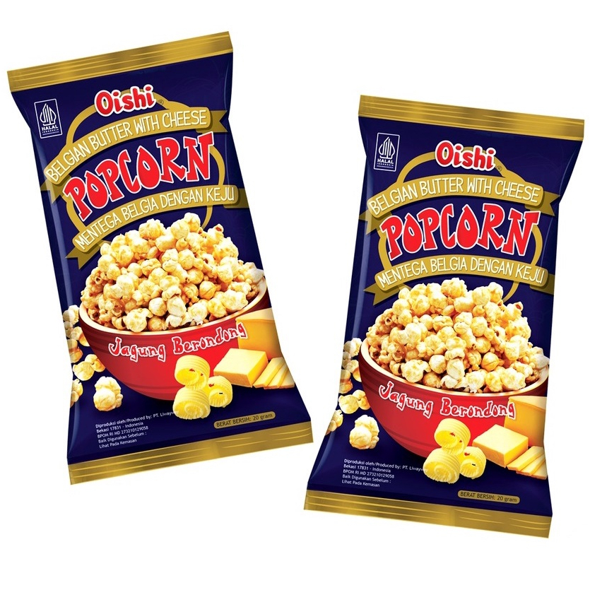 

OISHI POPCORN 20gr COKELAT KARAMEL MENTEGA BELGIA KEJU PER PCS
