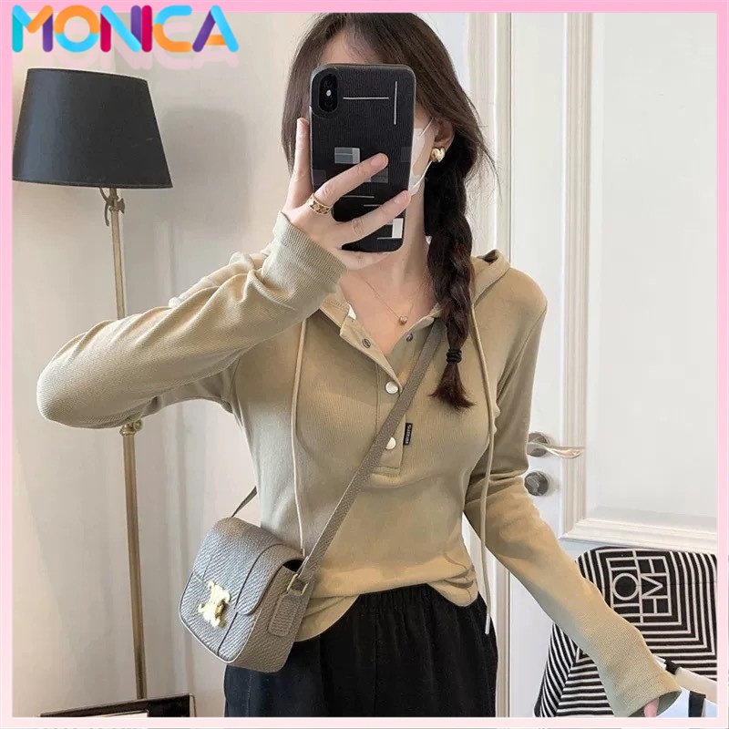 Monica Atasan Berkerudung Wanita Import Model Tipis Hoodie Wanita Korea Baju Sweater Hoodie Wanita B