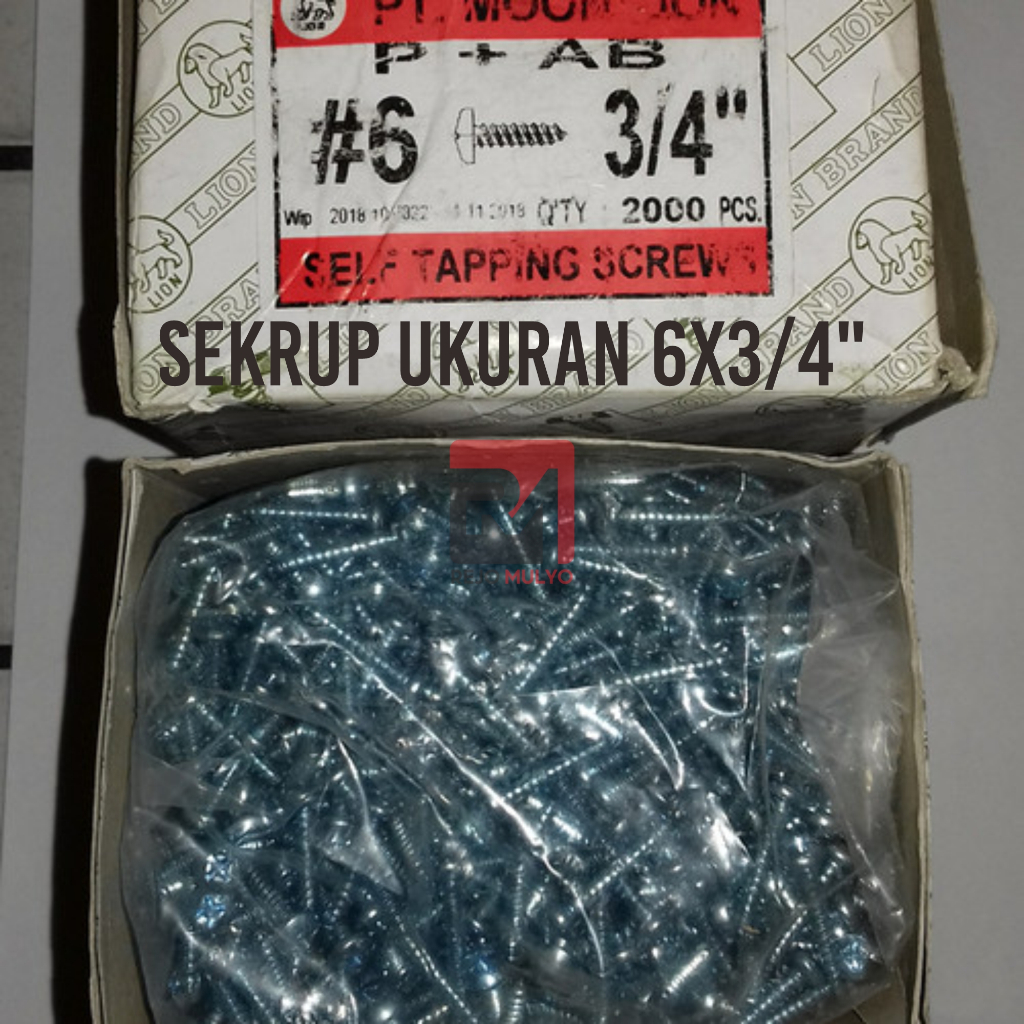 Sekrup Aluminium / Sekrup Tapping / Sekrup Kepala Bulat Ukuran 6x3/8 / 6x3/4 TERMURAH