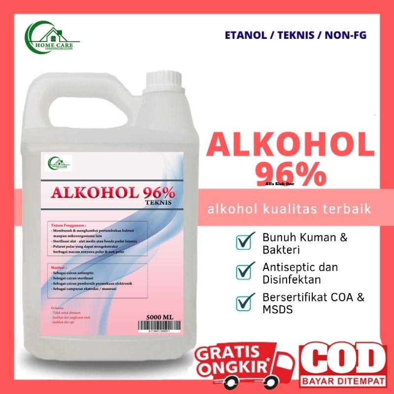 Alkohol Murni 96% 5Liter Teknis Etanol Non Food Grade