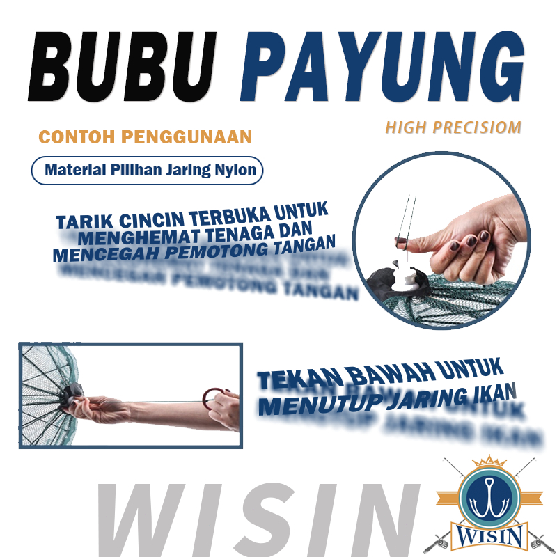 [Ready] WISIN Perangkap Ikan Bubu Payung Multi Hole (8 Lubang) Jala Pancing Semua Biota Kecil Laut,