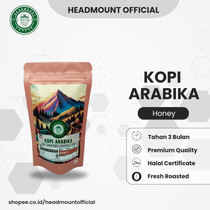 

Kopi Arabika Gunungsirah Honey Roast Bean 1000gr - Headmount Official Premium Quality, Authentic Flavor