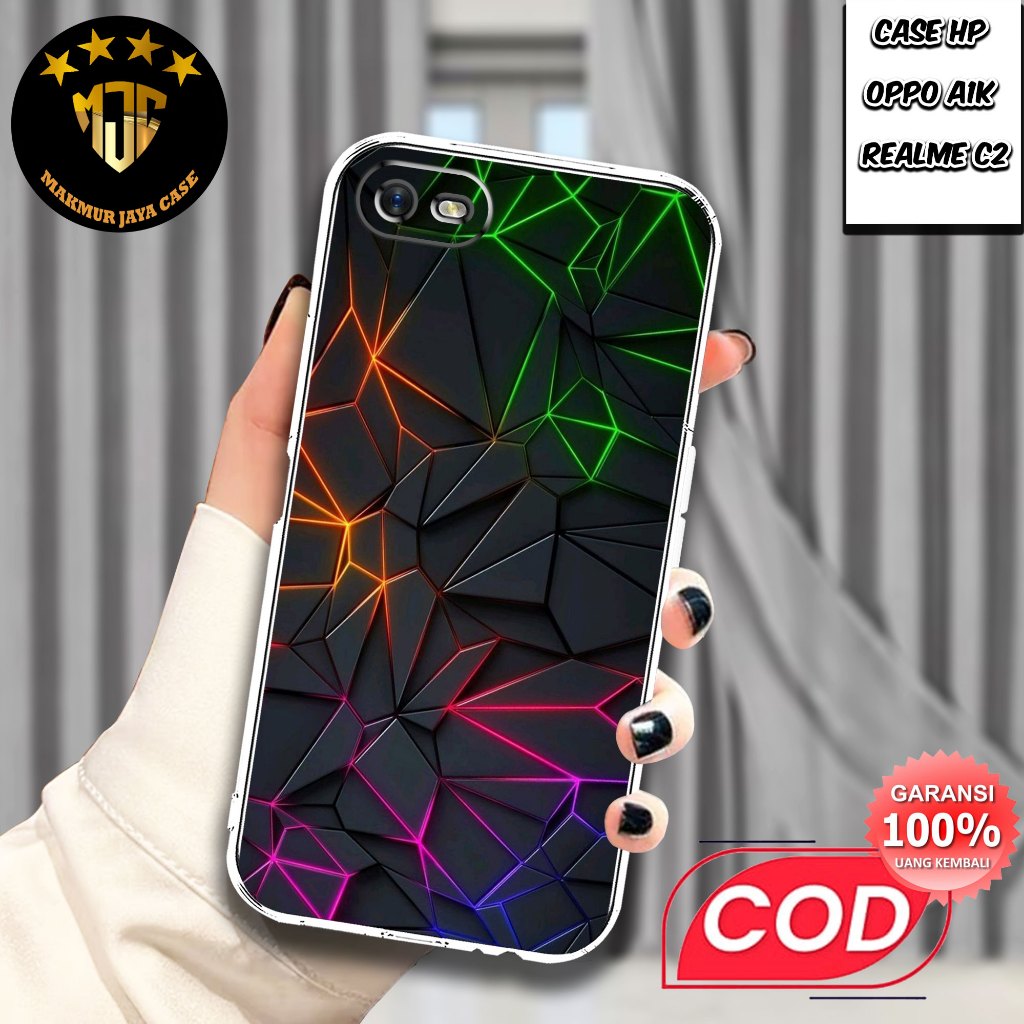 Case OPPO A1K / REALME C2 - Casing OPPO A1K Motif (ABSTRAK) - Softcase Premium Fourside - Bening Tra
