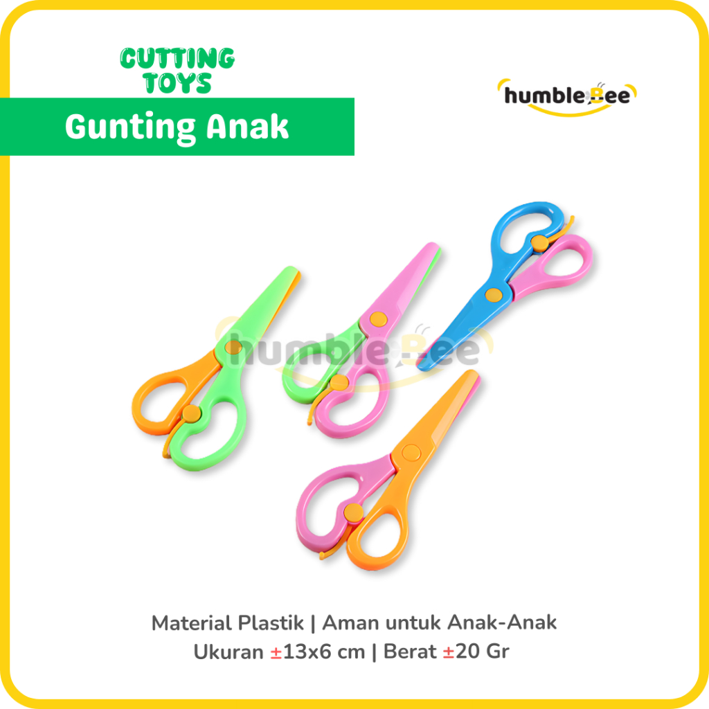 

Cutting Toys - Gunting Anak | Gunting Kertas Anak Mini Warna Warni Ujung Tumpul | Gunting Plastik Aman Tidak Melukai | Humblebee Toys