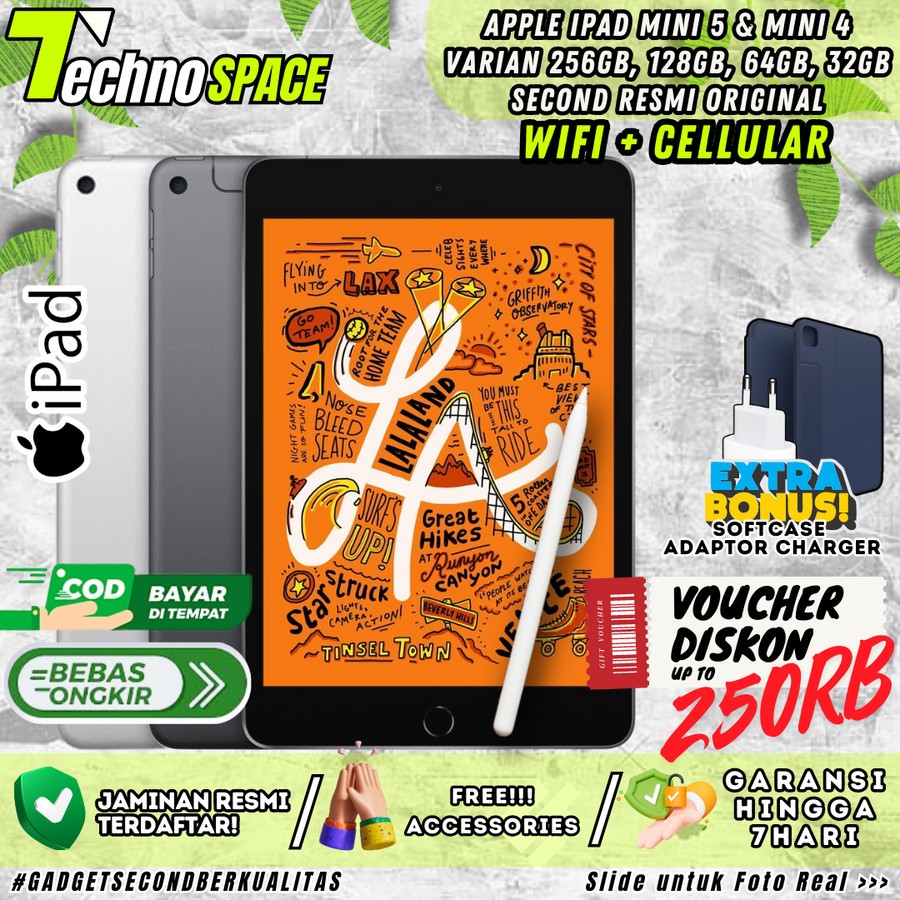 Apple iPad Mini 5 | 4 256GB 128GB 64GB 32GB Wifi Only Cellular Cell Second Original