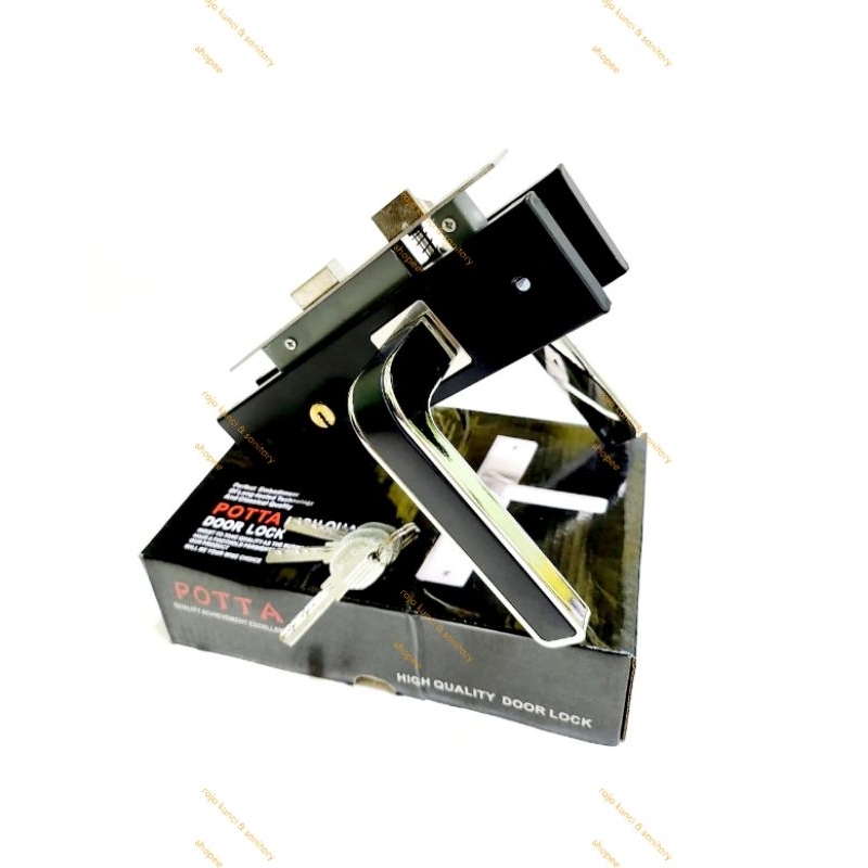 Handle Kunci Pintu SEDANG Tanggung HITAM Premium / Kunci Pintu Rumah Medium 20cm BLACK