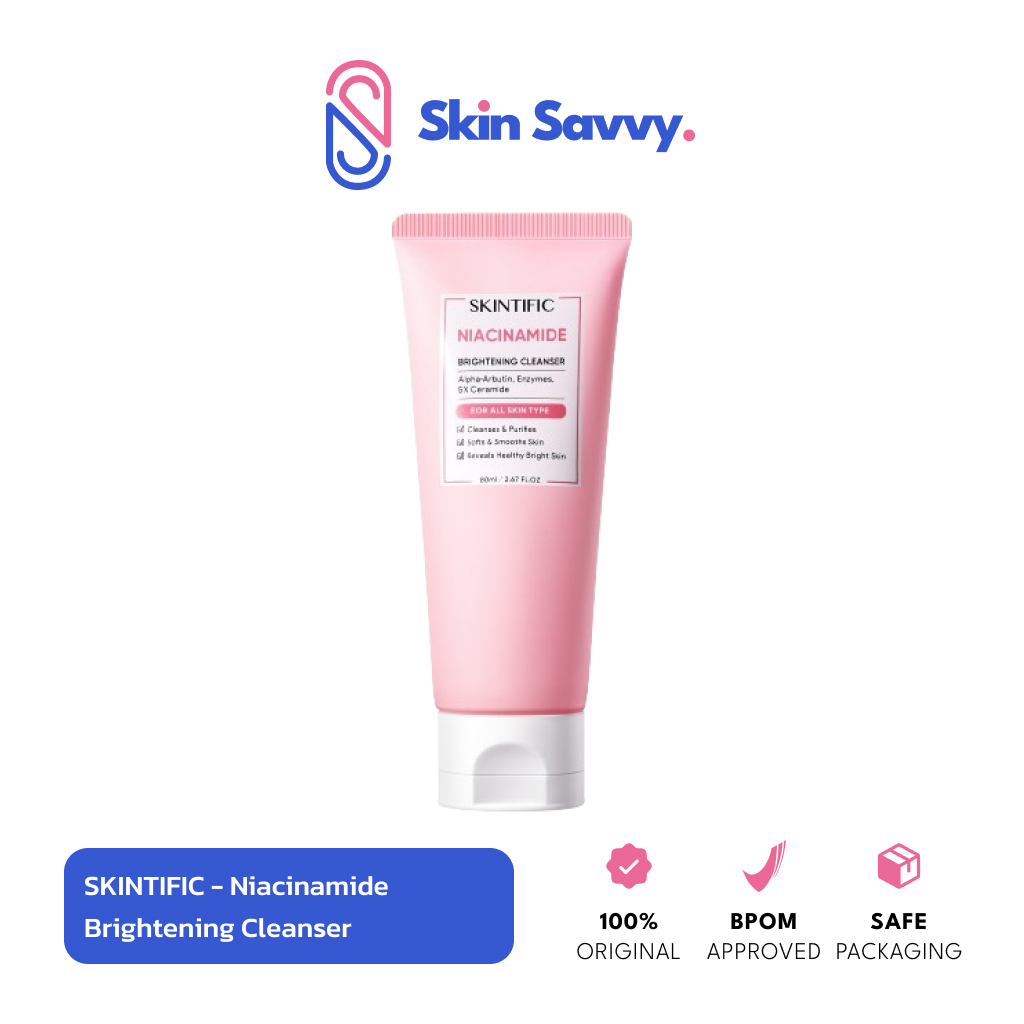 SKINTIFIC Niacinamide Brightening Cleanser 80ml | Facial Wash Cleanser Acnes Face Wash Sabun Cuci Mu