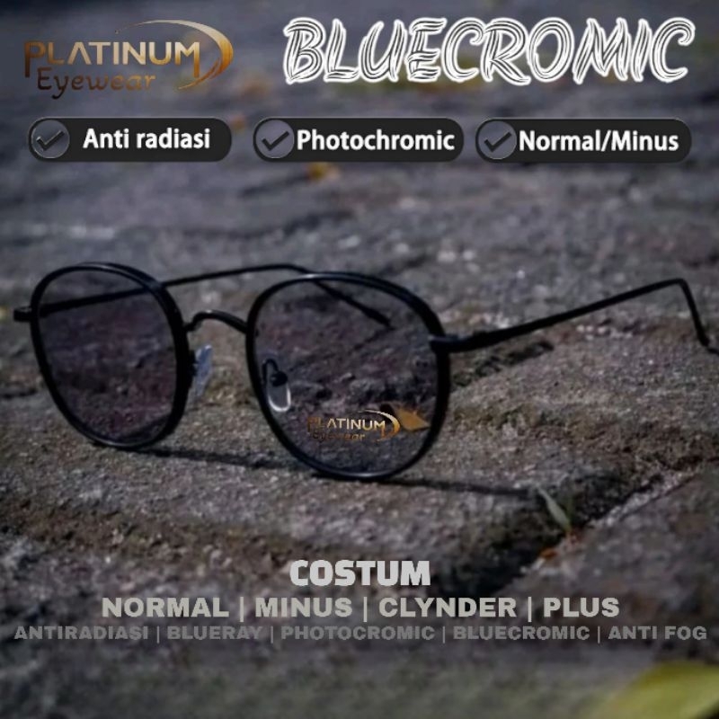 Kacamata Unisex Lensa Photocromic ( Bluecromic AntiRadiasi Photochromic Blueray ) bluechromic Photoc