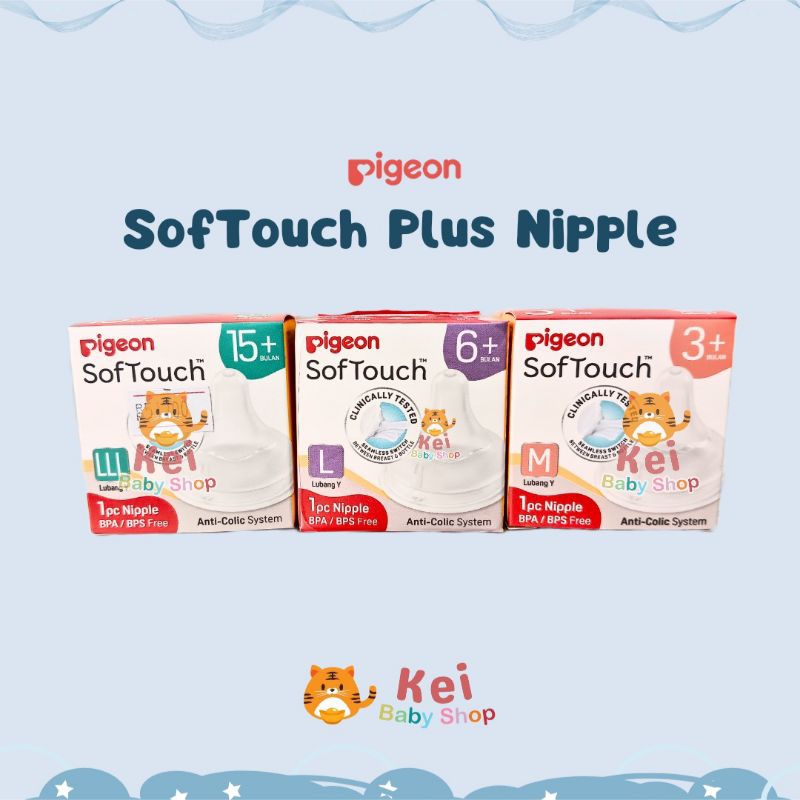 Pigeon Nipple Wide Neck SofTouch isi 1 pcs Kemasan Baru / Pigeon Peristaltic Nipple S M L LL LLL/ Do