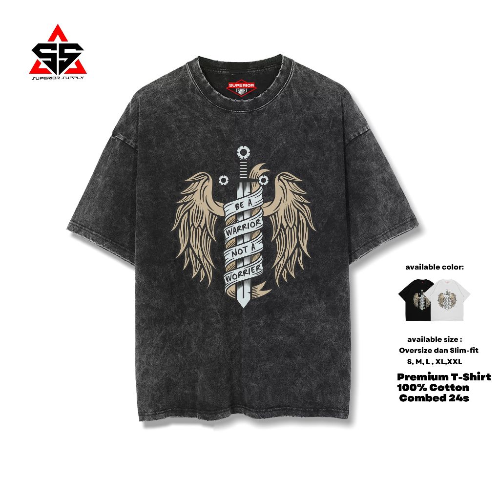 SUPERIOR Kaos Sayap Pedang Oversize washed tshirt Oversized Stonewash slimfit  SYP-1