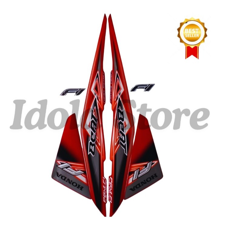 Striping Stiker Motor Honda Beat FI 2013 Merah Standar List Stiker Beat FI 2013