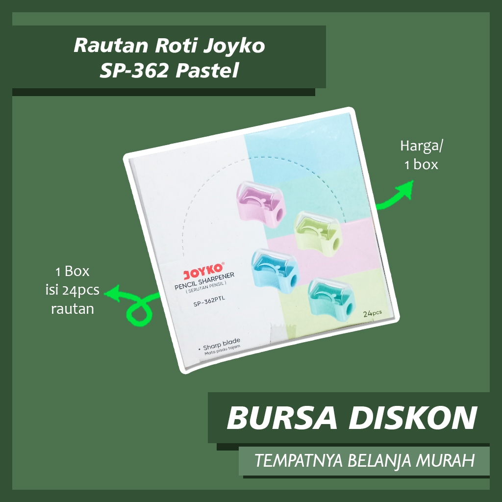 

1 Box Rautan Roti Joyko SP-362 Pastel Pensil Serutan Pengserut Peraut Seliver Seliper Kecil Mini