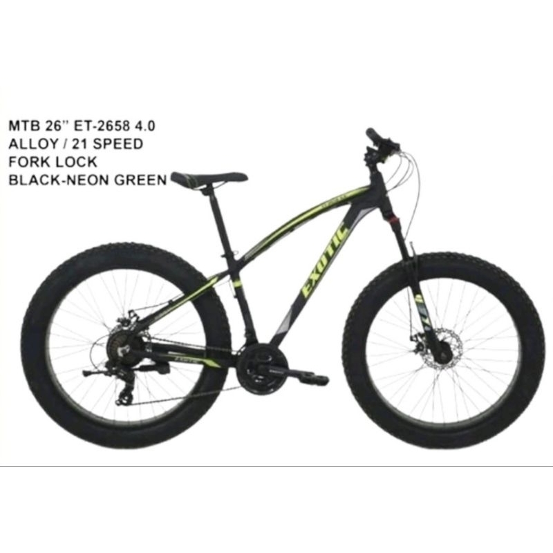 Sepeda Exotic Fatbike 2658 4.0 (Ban Besar) - Neon Green