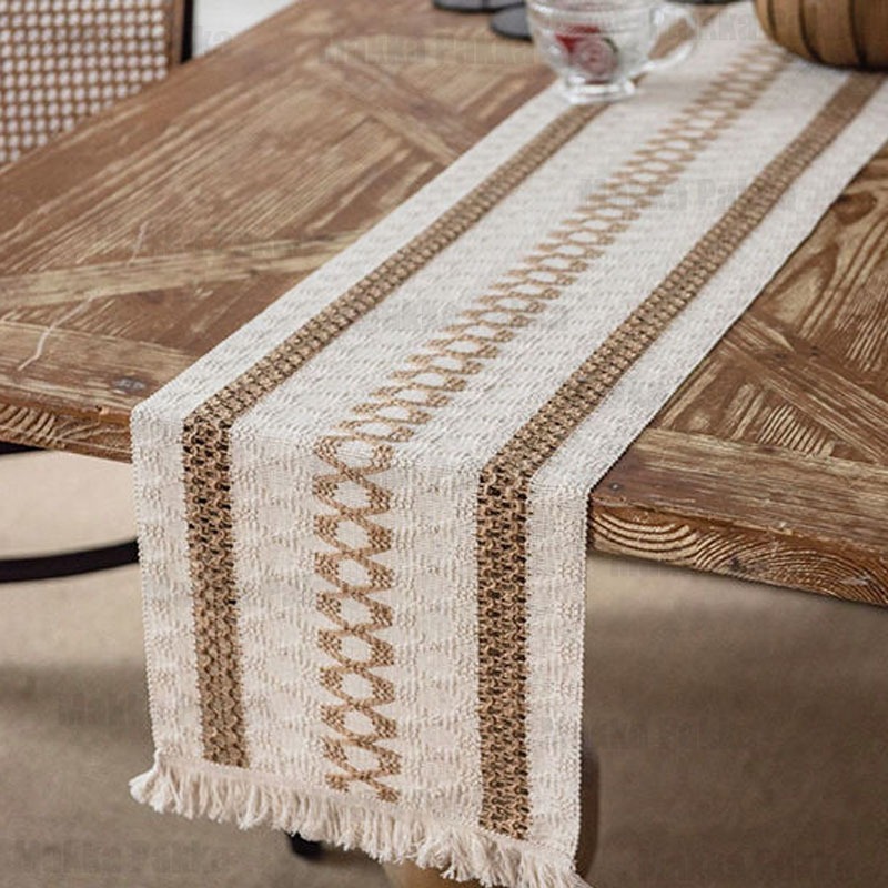 Ay00 Tamu Rajut Simple Scandinavian Table Runner Nordic Taplak Meja Makan Meja Panjang Bahan Rajut