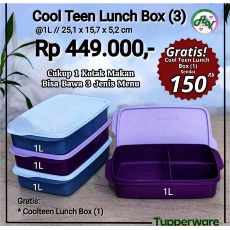 

Tupperware Cool Teen Lunch Box Divided Lunch Bekal