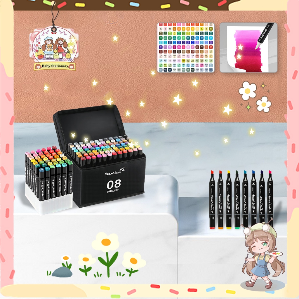 

TouchFive 80 Warna Sketsa Spidol Umum General Marker Set Animation Markers for Beginner