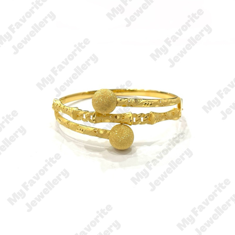 Gelang Bangle Lilit Variasi Bola Pasir EMAS ASLI Kadar 700 16K