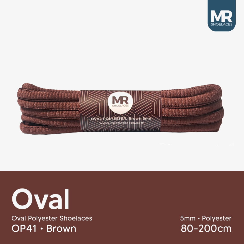 MR Shoelaces OP41 Brown (Coklat) Tali Sepatu Polyester Oval 5mm - Panjang Tali 80cm 90cm 100cm 120cm