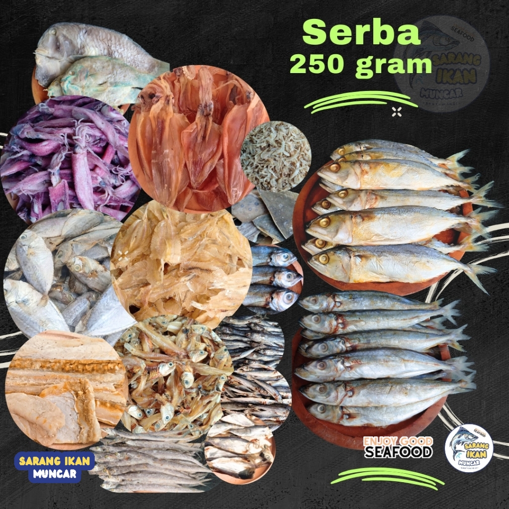 

SERBA 250 GRAM IKAN ASIN : CUMI/PEDA/KLOTOK/TERI/JAMBAL/PETEK/TAMBAN DLL