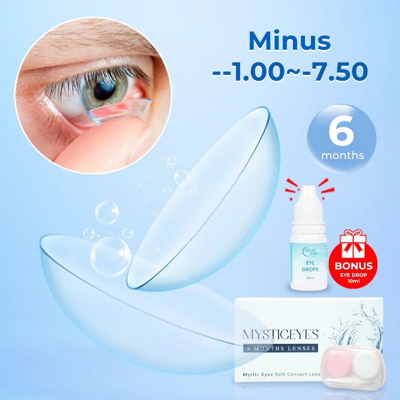 【-1.00s/d -7.50】Mysticeyes Softlens Clear Lens  lensa kontak 14.00mm 6 Monthly Bening Minus Softlens