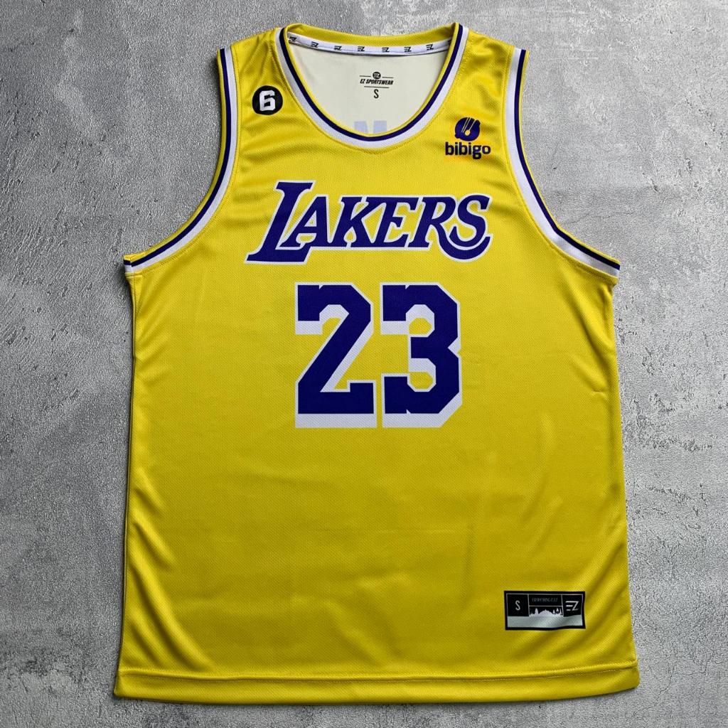 Jersey James Lakers #23 KUNING Swingman Bola Basket NBA Baju Kaos T-Shirt Tshirt Atasan Costum Kostu