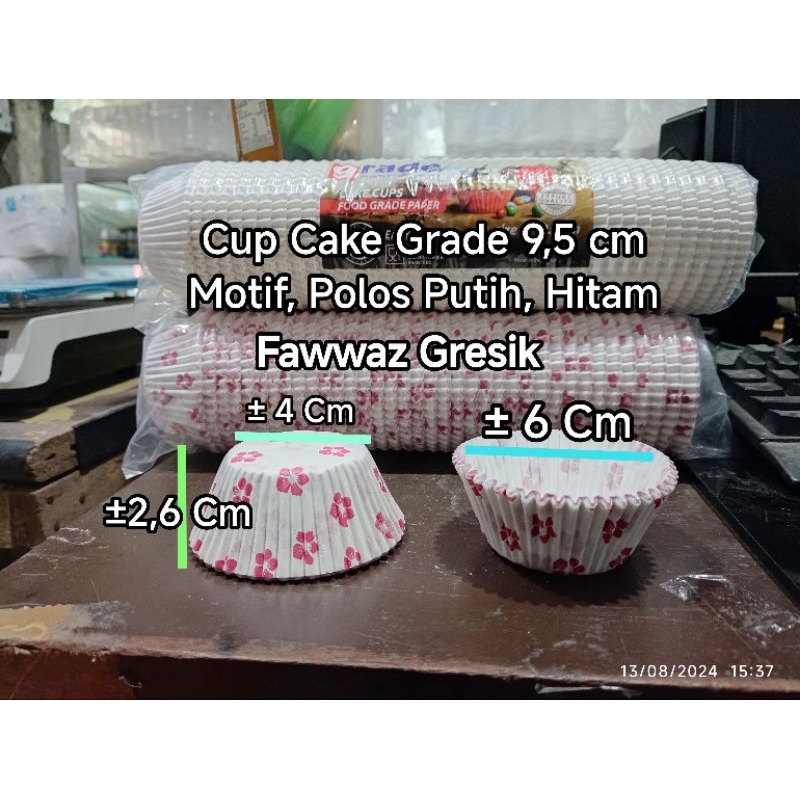 [Isi1.000] Cake Case ukuran 9,5 cm PUTIH & MOTIF Base 4 cm / Kertas Alas Kue 9.5 / Paper Cup cake 9,