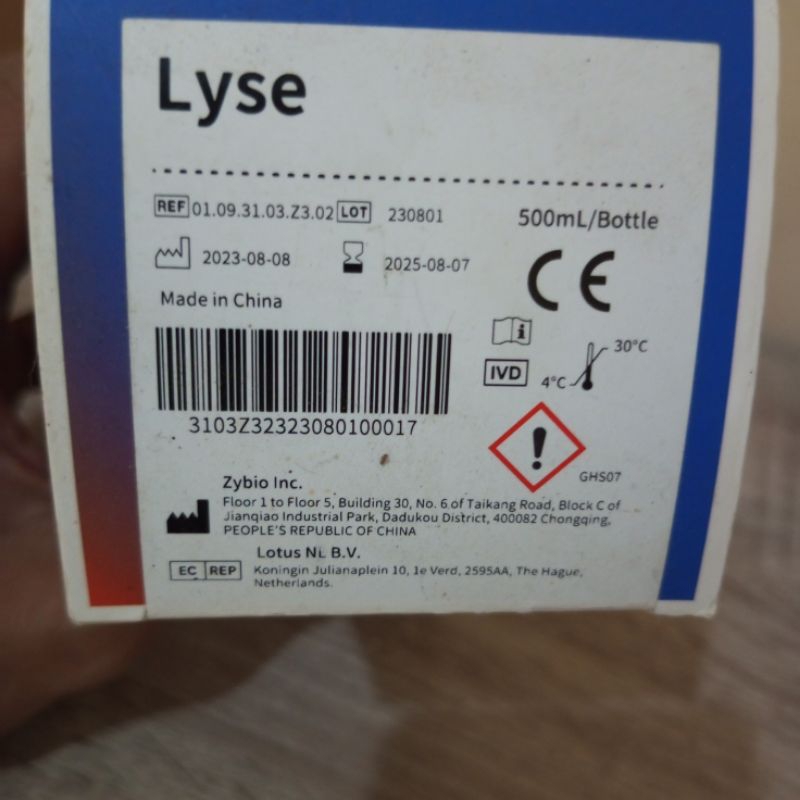 lyse Zybio 500 ml for Hematology Analyser Zybio z3 3 diff dan Z5 5 Diff