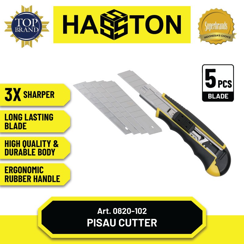 

HASSTON - Pisau Cutter Handle Plastik 18mm+5 Pcs Blade (0820-102)