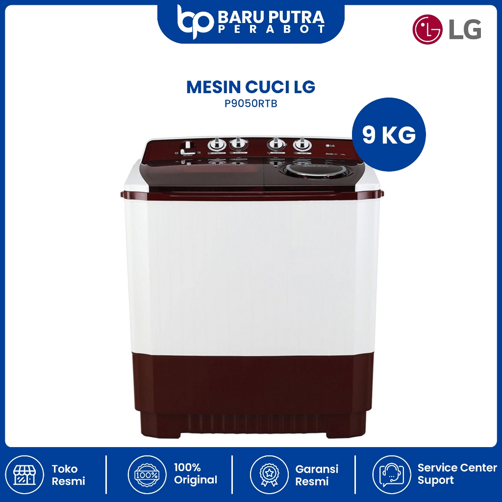 LG Mesin Cuci 9 kg, 2 Tabung - P9050RTB