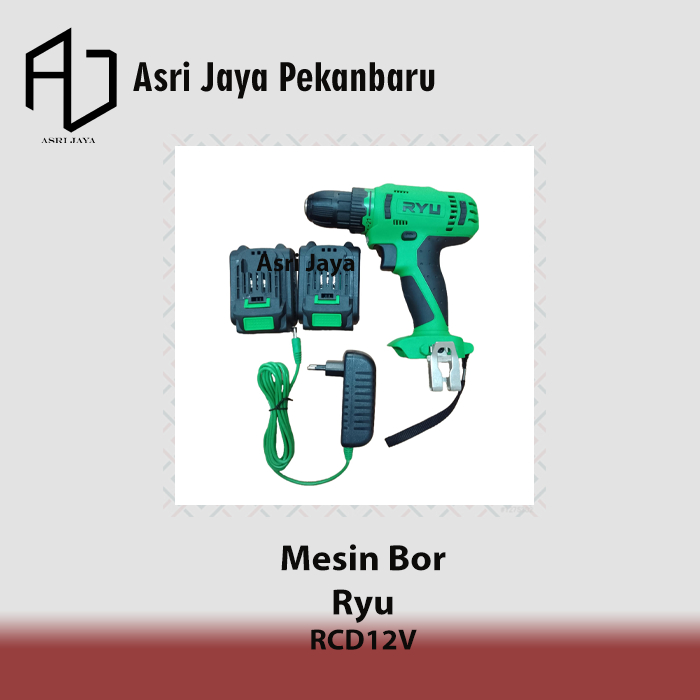 Mesin Bor RYU  Cordless Drill  Cas 12V 10mm RCD12V 2 Baterai
