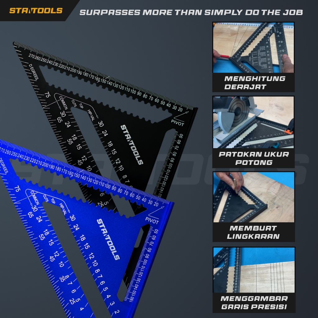 

RB Speed Square 12 Inch Besar 30Cm Penggaris Segitiga Woodworking Alat Tukang Kayu