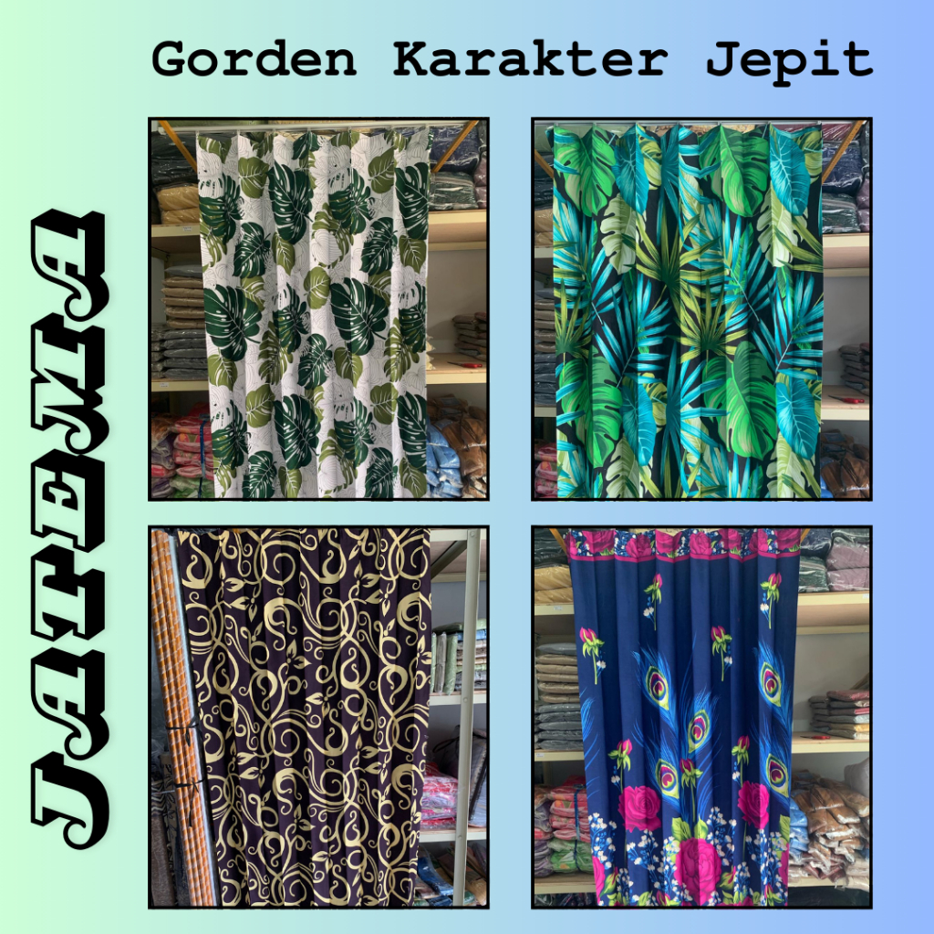 GORDEN PINTU KAMAR MOTIF KARAKTER  (TIPE JEPIT) / GORDEN DISPERSE UKURAN 100x200