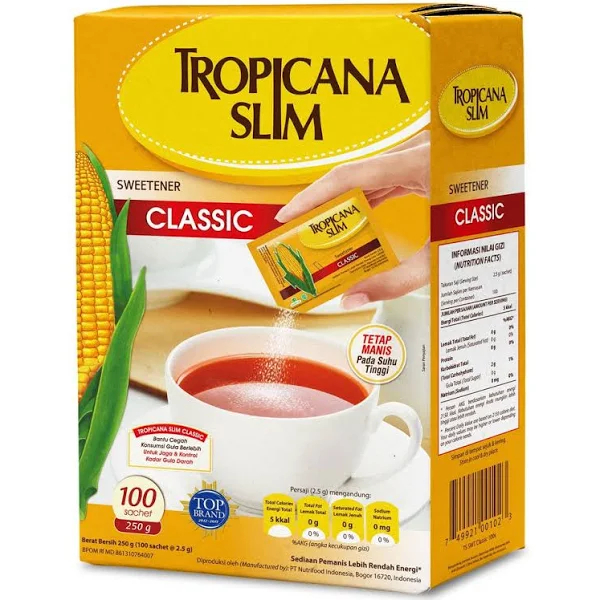 

Gula Sachet Classic TROPICANA SLIM ( 2,5 Gr x 100 Pcs )