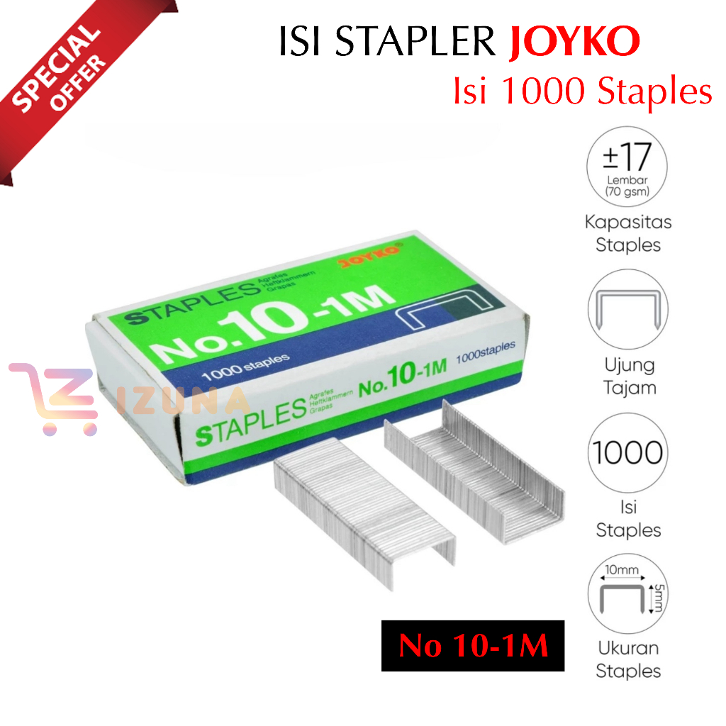 

IZ - ATK026 Isi Stapler Kecil No 10 / Staples Kecil No 10 Joyko / Isi Hekter Isi Jepretan 1 Kotak Isi Staples Kecil