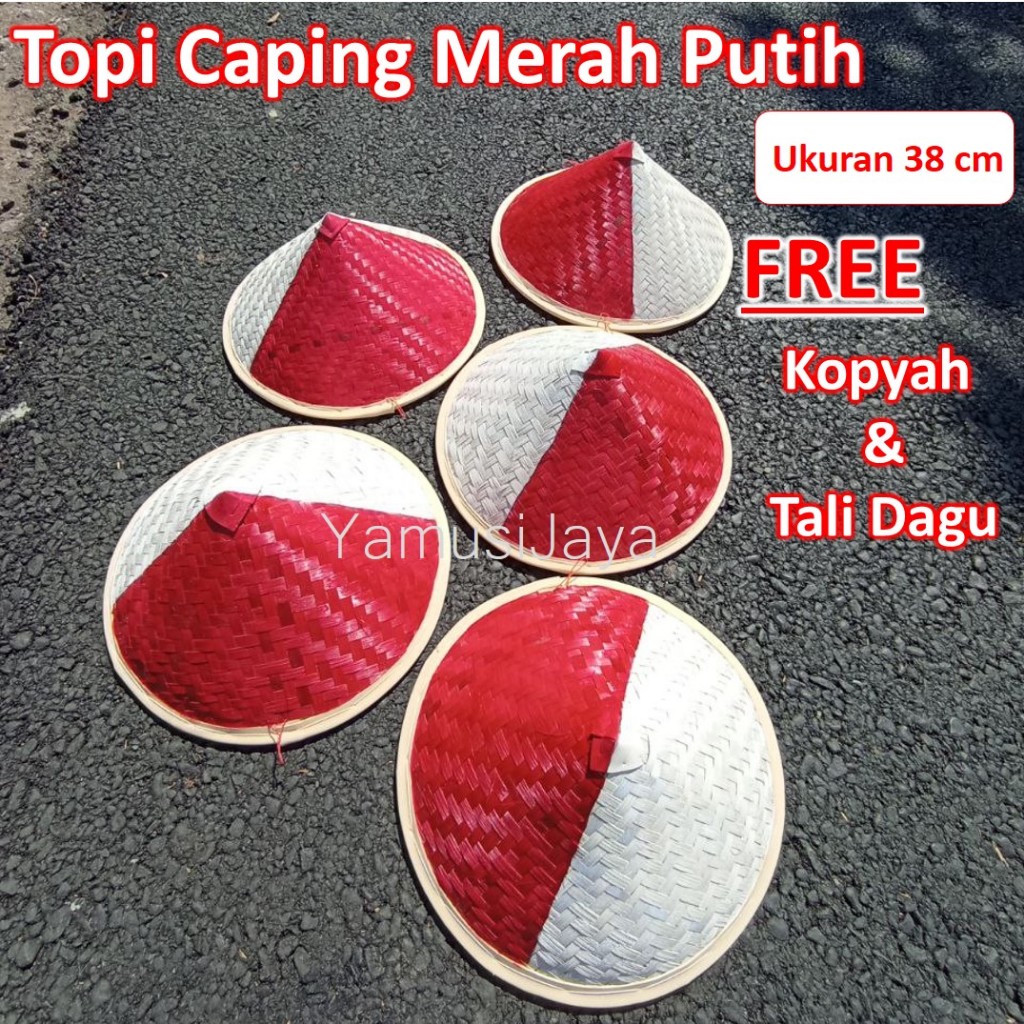 Caping Petani l Topi Caping Petani Merah Putih untuk Karnaval HUT-RI