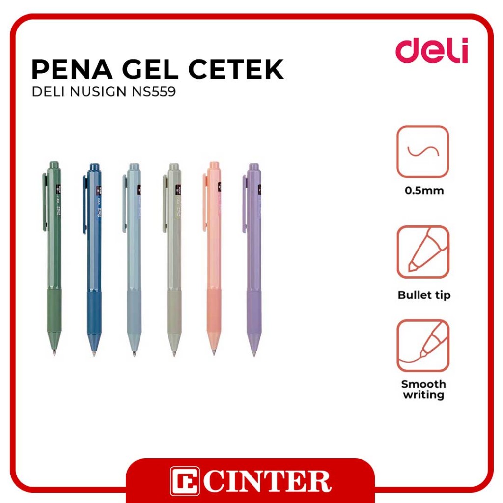 

DELI - PENA TINTA / PULPEN GEL / BALLPOINT / PENA NUSIGN WARNA HITAM 0.5MM NS559