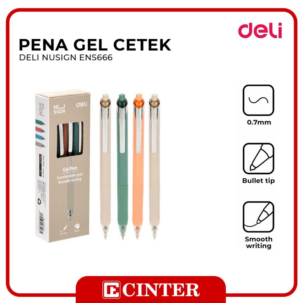 

DELI - PENA / PULPEN GEL NUSIGN RETRACABEL / PENA CETEK / PENA KLIK ENS666-BK 0.7MM WARNA BLACK